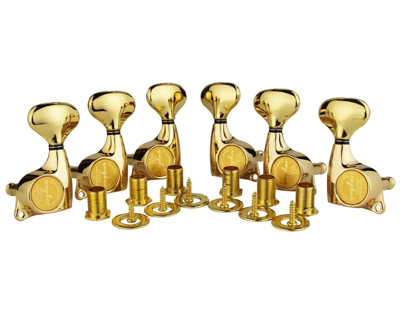 Guyker Guitar Machine Heads (3L + 3R) â€“ 1:21 Sealed Tuning Key Pegs Tuners Set Replacement for ST TL SG Style Electric or Acoustic Guitars â€“ Gold - Image 1